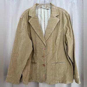 St. John’s Bay Woman Tan Corduroy Blazer Jacket 2X Stretch